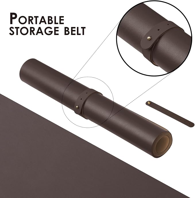 Large Desk Mat - 47.2"x 17" Non-Slip PU Desk Pad for Office and Home - Ideal for Large Mouse Pad and Desk Mats on Top of Desks(Coffee)