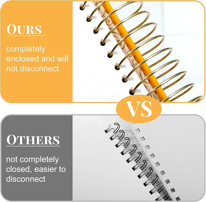 Spiral Notebook Leather Journal for Women, 300 Pages, 7X10,Yellow | Large Notebooks for School Office, Note Taking Notebooks for Writing Lined Notebook with Tabs Pockets Pen Holder
