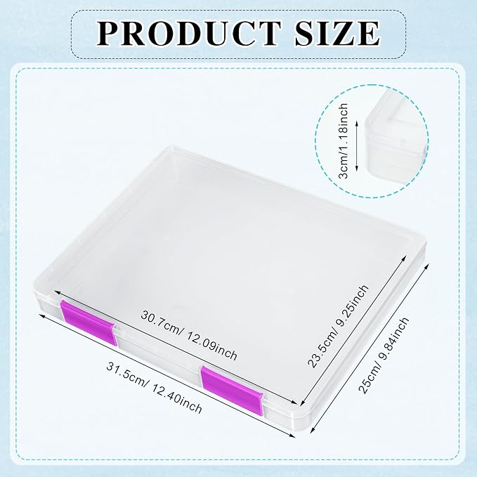 PerKoop 6 Pcs Clear Paper Storage Box,12.4 x 9.84 x 1.18 Inches,Colorful | A4 Plastic File Box Document Paper Organizer Storage Board Game Project Cases Containers with Buckle for Craft, Magazine