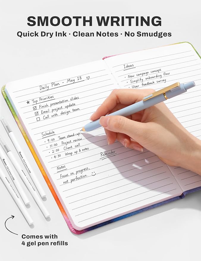 SUNEE 35PCS Aesthetic Stationery Set with Cute Pencil Case, Pastel Highlighters, Black Gel Pens, Mechanical Pencils & Refills, College School Supplies for Students Black