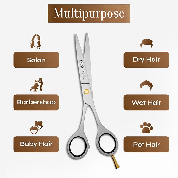 Facón Hair Cutting Scissors - Professional Hair Scissors 6.5 Inch Razor Edge Barber Shears Salon Hair Cutting Shears - Japanese Stainless Steel - Precision Cutting Premium Shears for Men, Women & Kids