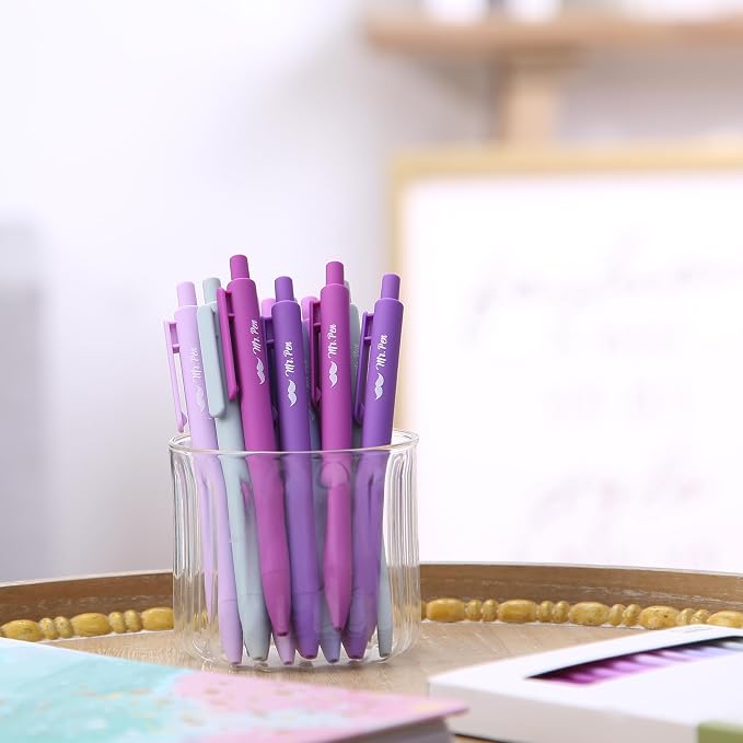 Mr. Pen- Retractable Gel Pens, 12 Pack, Black Ink, Lavender Legacy Barrel | Fine Point 0.5mm, Fast Dry, Smooth Writing, Cute Pens for Drawing, Writing Planner and School Supplies