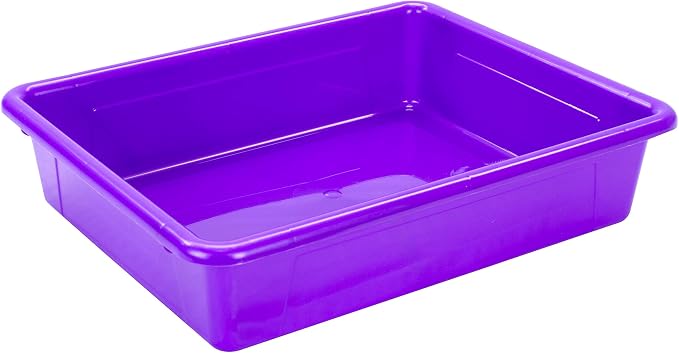 Storex Letter Size Flat Storage Tray – Organizer Bin for Classroom, Office and Home, Violet, 5-Pack (62521A05C), 10 x 13 x 3 Inches