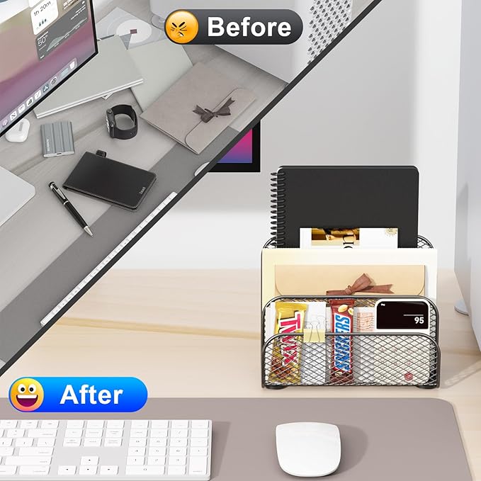 gianotter Mail Organizer Countertop | Mail Sorter with 3-Slot Mail Holder Letter Holder for Desk Bill Organizer for Office Receipts and Letter Paper Storage