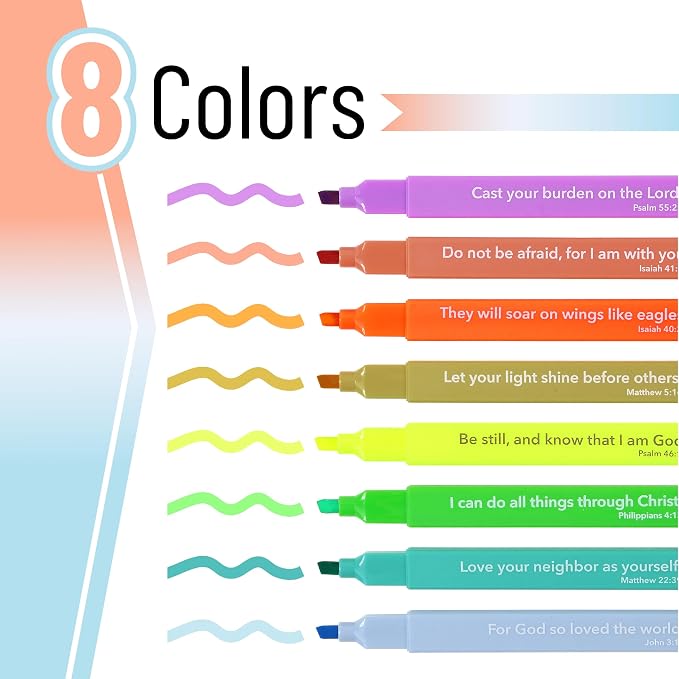 Mr. Pen- Bible Highlighters with Color-Coding System, 8 Pack | Soft Chisel Tip, Aesthetic Highlighters Assorted Colors