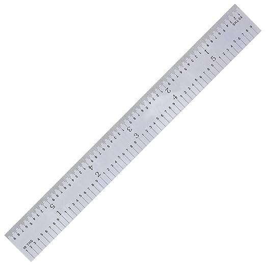 PEC Tools Made in USA Machinist Rule, 6" Rigid Steel Rule, Satin Chrome Finish, Markings 1/32", 1/64",1/10",1/50" for Professionals