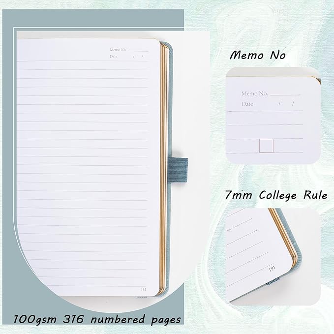 TIEFOSSI Line Journal Notebook, A5 Hardcover Rule Journal for Women Men | 100gsm 316 Numbered Pages Diary, Aesthetic Leather Bird Pattern for Journaling Organization,Planning, Tracking & Sketching