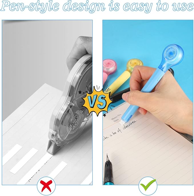 BESARME 12 Pieces White Out Tape Pen, Cute Whiteout Correction Tape Pen Colorful Correction Tape Correction Writing Tape for Note School Office Supplies, 1/5 X 236 Inch