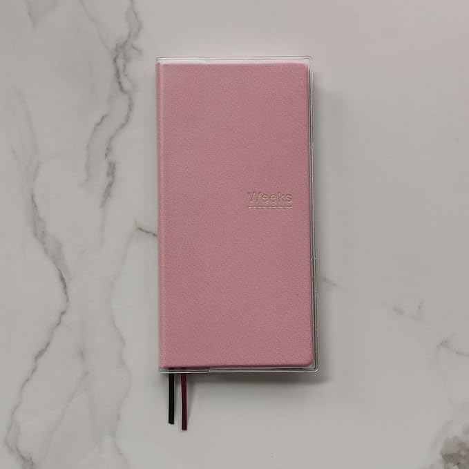 Undated Weekly Planner Notebook Pocket Organizer Appointment Book Journal Notebook A6 Week Plan Notepad (Pink with cover)