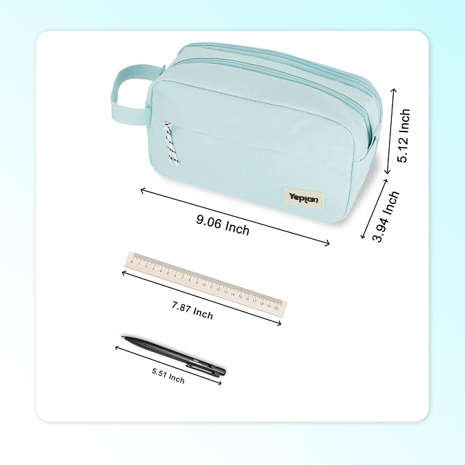 Yeplan Blue Pencil case,Large Capacity Pencil Pouch | Pencil Bag,Pencil Box,Cute Pencil Case,Stationery,Durable Light Weight Material,Back To School, Pencil Case For Girls