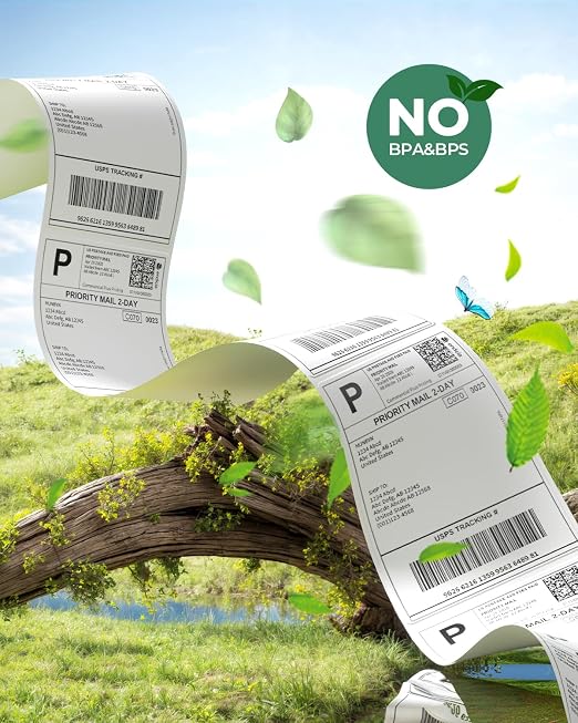 MUNBYN Thermal Shipping Labels, 4x6 Labels for Printer, 500 Sheets/1 Roll | Commercial Grade, No BPA and BPS, Print Clear and Sharp, Strong Adhesive, Compatible with Most Thermal Printers