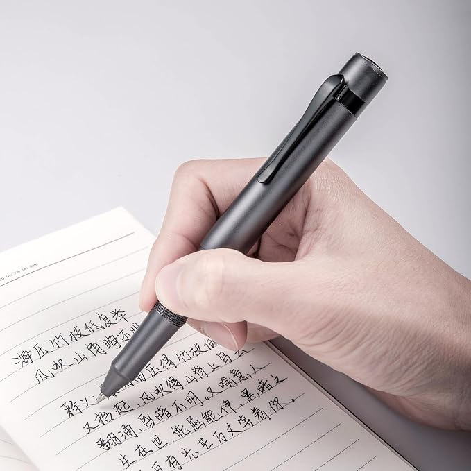 HONG DIAN M2 Black Forest Mini Rollerball Pen, Fine Point 0.5mm, Sleek Aluminium Pocket Pen with Black Ink Refill, Ideal for Travel & Signature (Space Gray)
