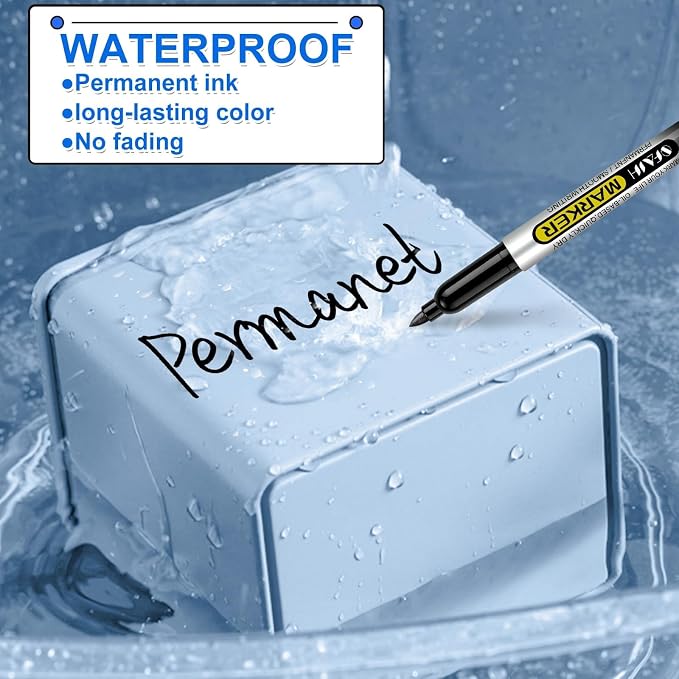 SFAIH 150 Black Permanent Markers Bulk -1s Quick Drying, Fine Point Markers for Write Mark, School, Office, Warehouse, Business, Logistics, Durable, Waterproof Ink on Paper, Plastic, Metal, Cardboard