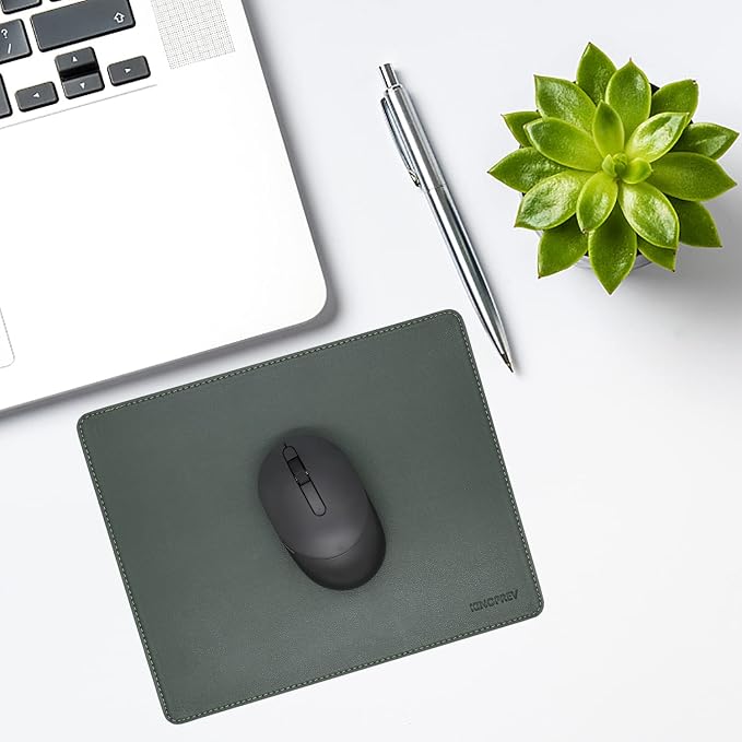 Leather Mouse Pad - Wood Mouse Pads with Stitched Edge,PU Non-Slip Mouse Mat,Double Side Mousepad,Waterproof Gaming Mouse Pad for Desk,Laptop,Office & Home,10.2" x 8.3",1 Pack(Blackish Green)