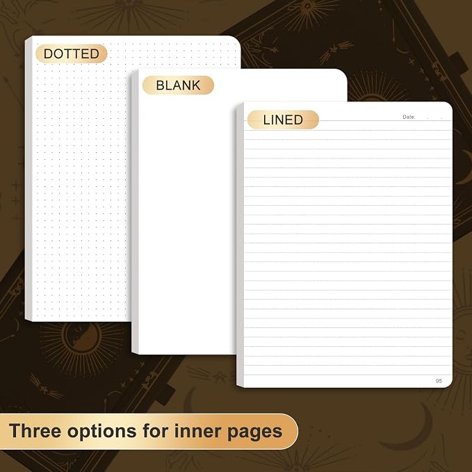 Dotted Journal Notebook for Women Men, 192 Pages, A5 (5.7'' x 8.3'') | Hardcover Leather Notebook with 100GSM Thick Paper for Traveling, Journaling, Planning, Tracking (Black)