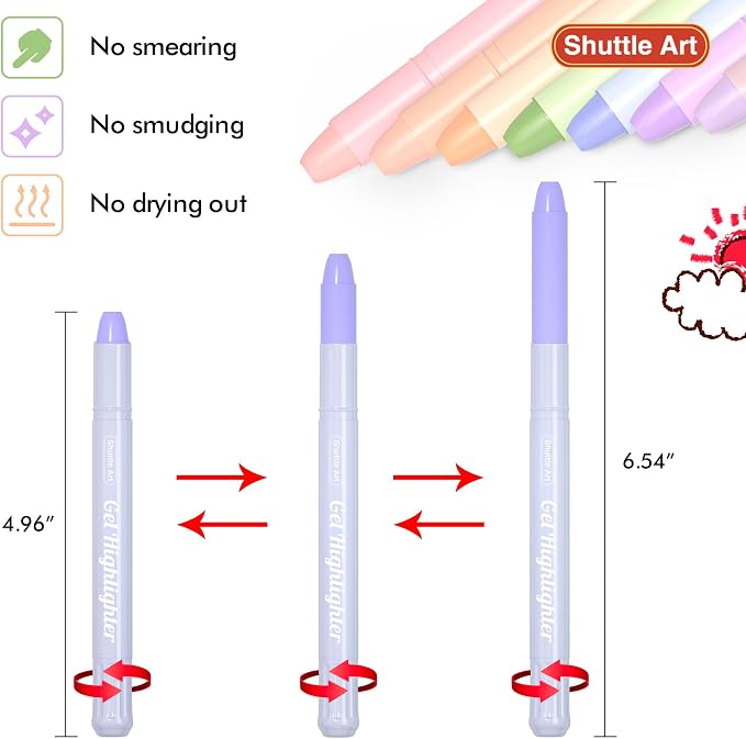Shuttle Art Bible Highlighters and Pens No Bleed, 12 Mild Colors Gel Highlighters No Bleed Through, Bible Journaling Supplies, Great for Journaling Highlighting and Studying