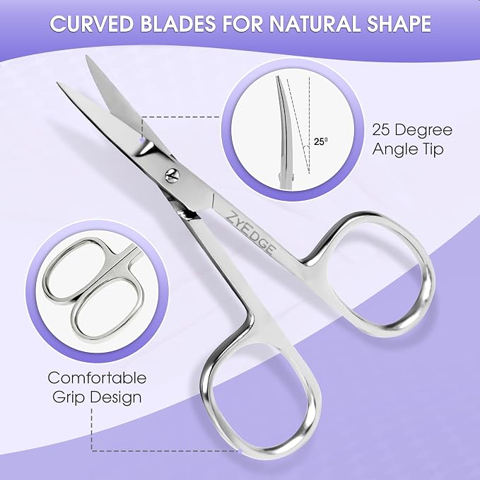 Curved Cuticle Scissors Stainless Steel Manicure Scissors for Nails | Curved stainless steel blade, cuticle and hangnail trimming, ergonomic grip, salon and home use, precision tips