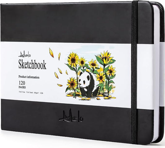 ALKALO Square Sketchbook for Drawing, 120 Pages Sketch Book, 122LB/180GSM Thick Paper, Mixed Media Sketchbook for Charcoal Pencil, Inks Pen, Colored Pencil, Acrylic Marker, Oil Pastel