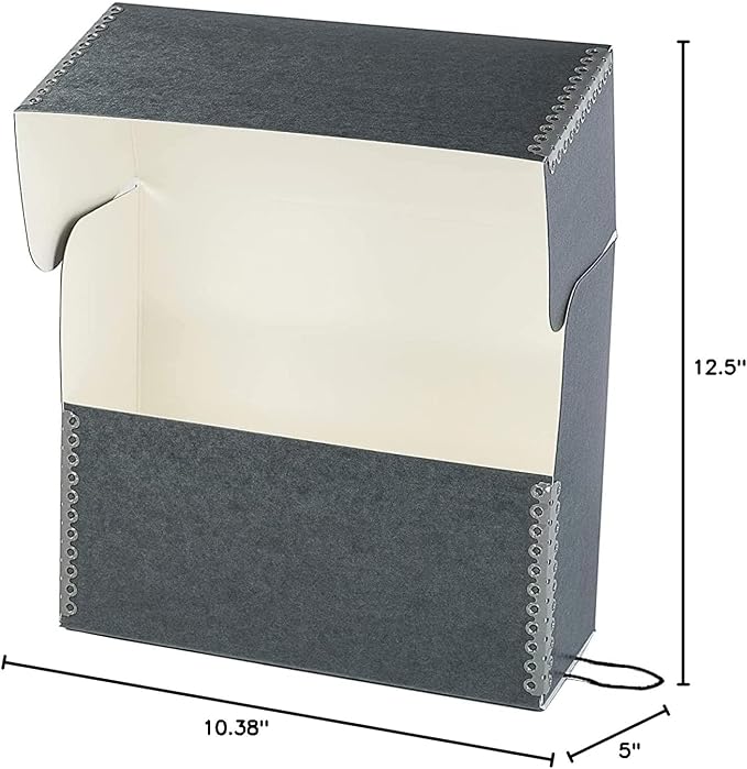 Lineco Archival Document Storage Box, Gray, 12.5" x 10.5" x 5" | Letter-Sized, Metal Edge, Acid-Free Boxboard Case, Organize Files, Prints, Photos, Pack of 2