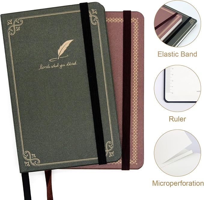 WETLOTE European Vintage Pattern Notebook - Made of sustainable and excellent quality paper,gold fabric and simple patterns, suitable for office, school and many other occasions(Black+Red/A6)