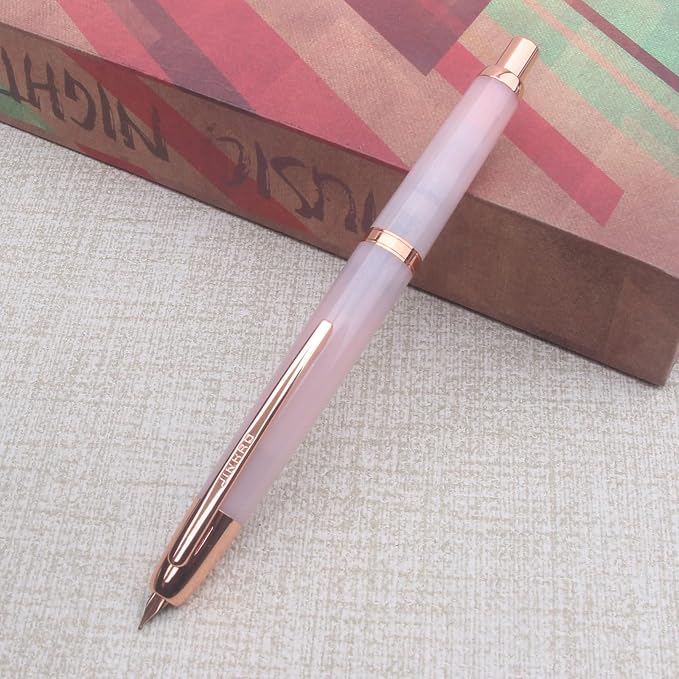 JINHAO 20 Pink Red Gold Clip Press Fountain Pen Retractable Nib Ink Pen with Converter Stationery School Supplies
