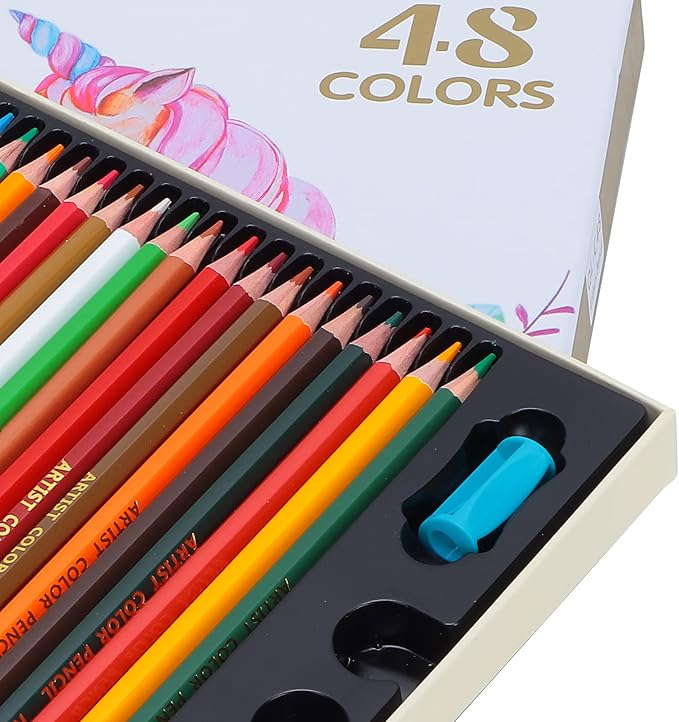 Pastel Colors Colored Pencils Set, Oil Pastel Pencils for Artists, Colored Pencils Oil Based Soft Core Color Pencils Set For Painting Sketching (48 color lead)
