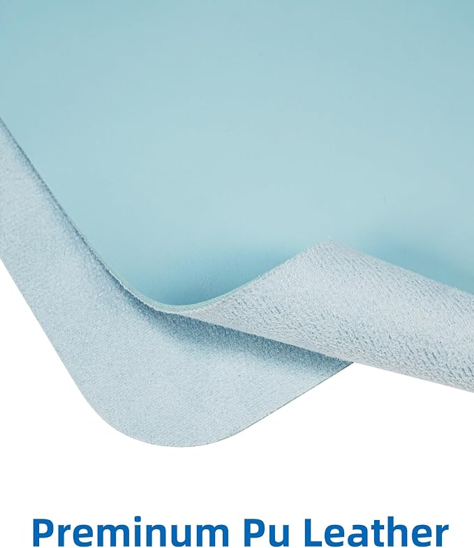 AFIING Leather Desk Pad Protector,Mouse Pad,Office Desk Mat, Non-Slip PU Leather Desk Blotter,Large Desk mat,Waterproof Keyboard mat for Office/Home/Decor (Light Blue,48"" x 17"")