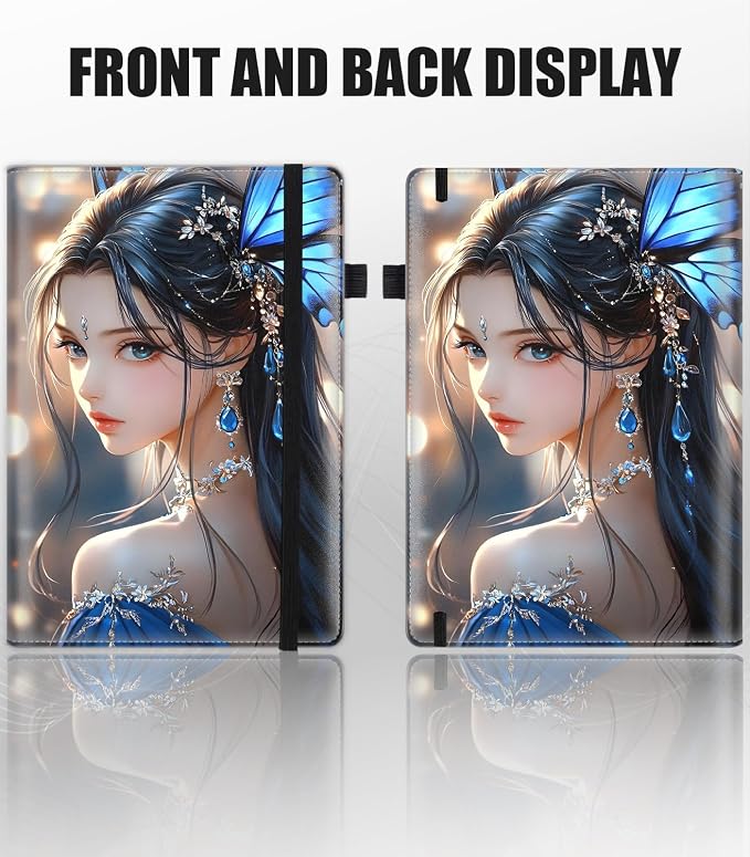 Hardcover Executive Notebooks, A5 PU Leather Lined Journal Notebook, 200 Pages Thick Paper Subject Notebooks for School,Work,Home Writing Business Notebook, Diary Book ，Anime Girl