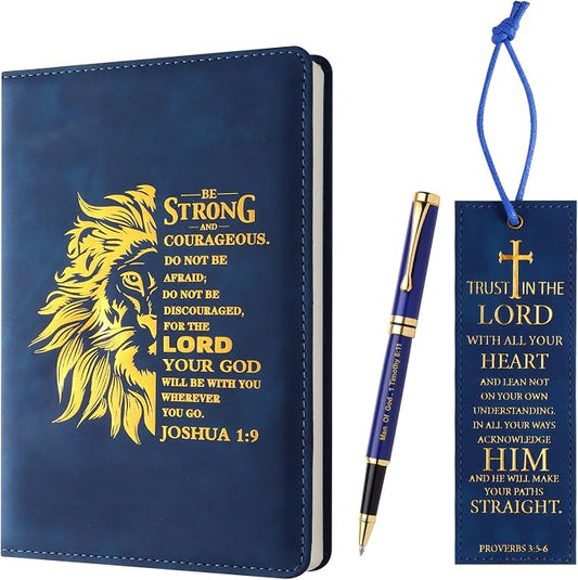 SAIWEILAI ONLINE 3 Pieces Christian Gifts for Men Christmas Gifts for Dad Bible Verse Inspirational Notebook Bible Verse Ballpoint Pen Trust in The Lord Bookmark for Men Office School Study Supplie