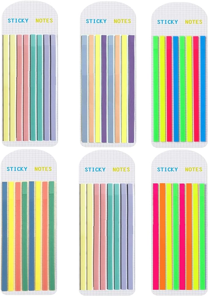 Potanro 960Pcs Highlighter Tape Translucent Sticky Long Tabs, | 6 Sheet Clear Sticky Notes Tabs, Highlighting Strips Index Tab for Annotating Books Bible Study Supplies,Teachers