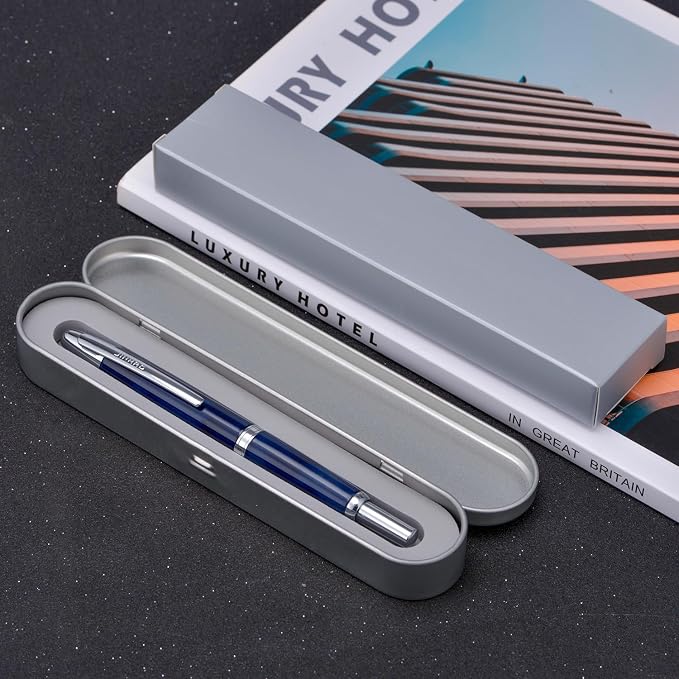 Jinhao 10 Press Fountain Pen with Box, Glacier Blue Retractable Medium Nib with Ink Converter Set (Silver Clip)