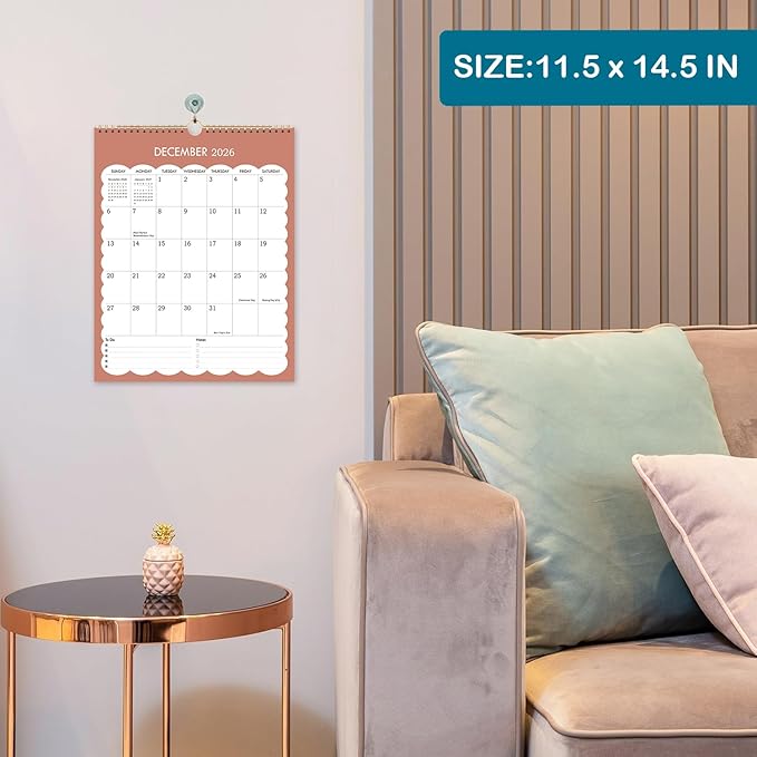 2026-2027 Wall Calendar - 2026-2027 Vertical Calendar Runs from Jul 2026 - Dec 2027, 11.5" x 14.5", Strong Twin-Wire Binding, Thick Paper, Hanging Calenar for Office, School, Home