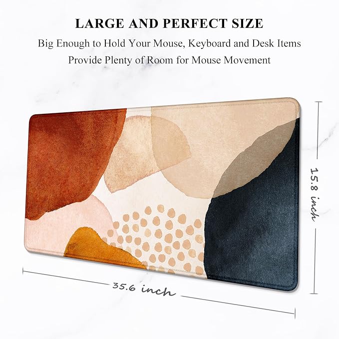 Auhoahsil Large Mouse Pad, XXL Desk Pad, Extened 35" x 15", Non-Slip Rubber Base, Stitched Edges, Superior Surface, Waterproof Keyboard Mat, Large Mousepad for Gamer, Office & Home, Abstract Stone