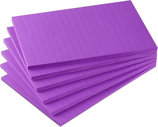 Early Buy Lined Sticky Notes, 4x6 in, 6 Pads, 45 Sheets/Pad (Purple)
