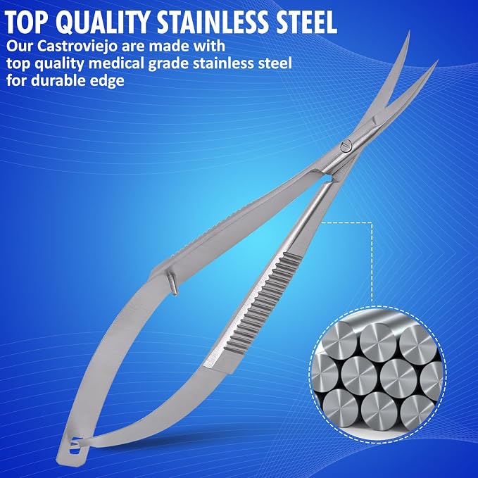 Micro Scissors 4.5" Curved Stainless Steel Embroidery Scissors Extra Sharp Applique Scissor Stitch Cutting for Eyebrow Trimming scissor for Grooming Sewing Arts & Craft Spring scissor.