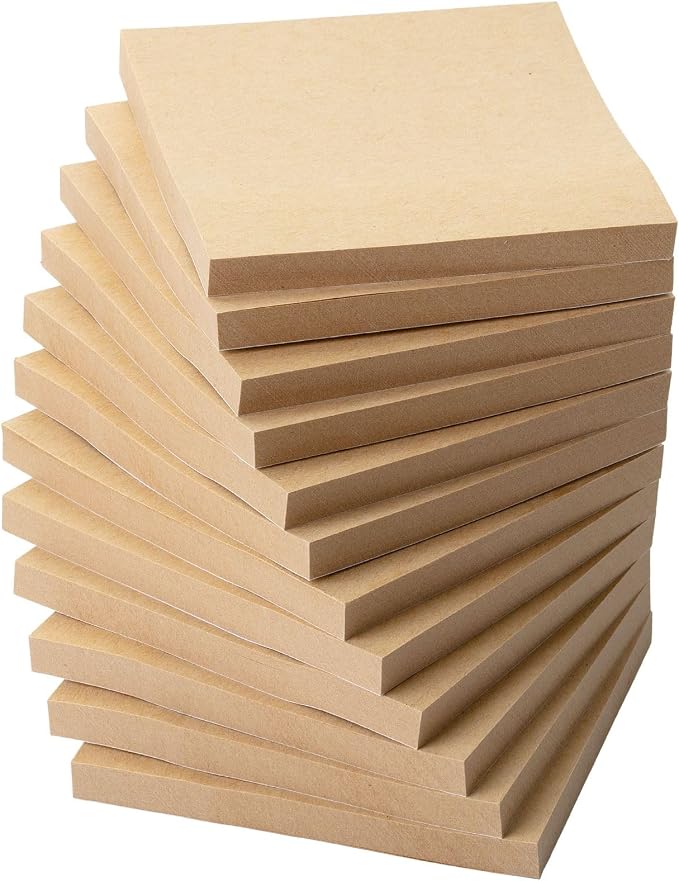 Mr. Pen- Kraft Sticky Notes, 3"x3", 12 Pads, 720 Sheets, Brown | Sticky Notes Bulk, Self-Stick Note Pads, Perfect for Office, School, Home, Study & Organization