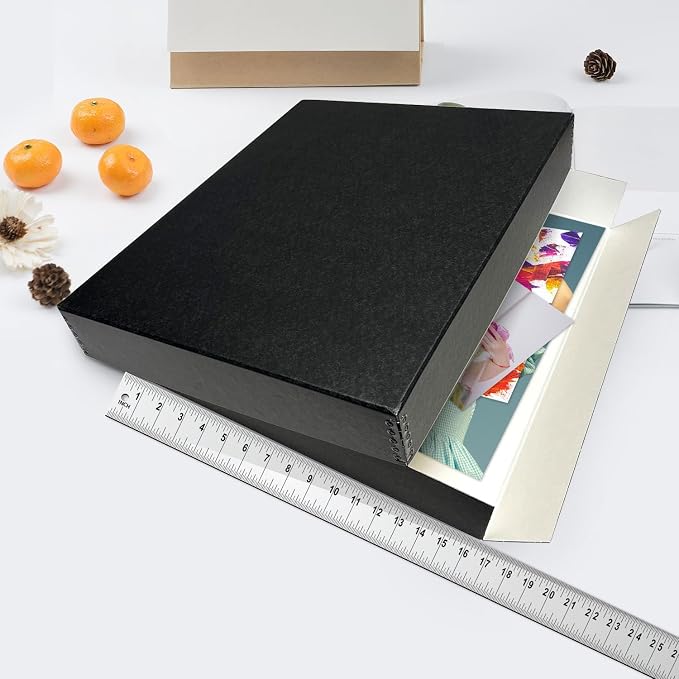 Lineco Museum Archival Storage Box, Drop Front, 16.75x20.75x3 in, Black | Acid-Free with Metal Edge, Preserves Picture Longevity, Organize Photos, Newspapers, Prints, Documents, Crafts, DIY