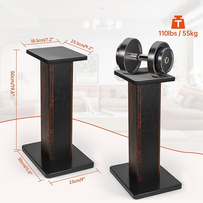 IBVIVIC Pair-20 Inch (50CM)-Wood Speaker Stands, 110lbs Weight Capacity | for Home-Cinema HiFi Desktop and Satellite Speakers Monitor Stands, Enhanced Audio Listening Experience for Home Theaters