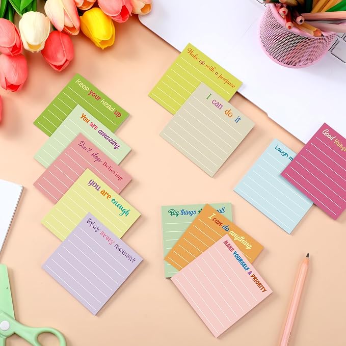Yinder 24 Pcs Sticky Notes Gifts Bulk,Inspire,Macaron