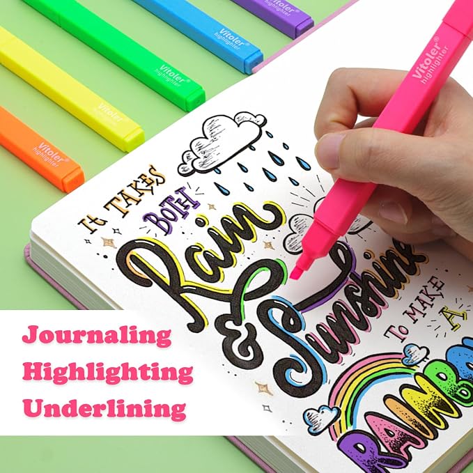 Piochoo Highlighters,30Pcs Cute Neon Highlighters Assorted Color,Chisel Tip Book Highlighter for Journaling Planner Notes School Supplies