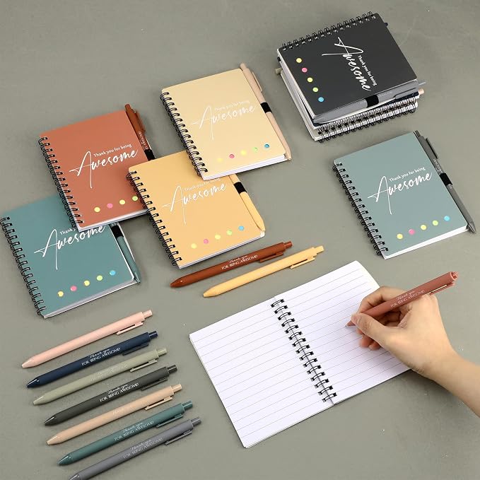 Chuangdi 20 Sets Back to School Teacher Gifts Bulk Inspirational Spiral Notebook with Sticky Note Motivational Pen Appreciation Gifts for Employee Team Staff Coworker (Classic,Vivid)