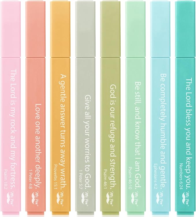 Mr. Pen- Bible Highlighters with Color-Coding System, 8 Pack | Soft Chisel Tip, Aesthetic Highlighters Assorted Colors