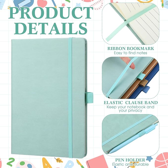Laumoi 14 Pack Hardcover Journal Notebooks Bulk Journaling Notebook Wide Ruled PU Leather Ruled Lined Journals with Pen Holder for School Business Work Writing (Classic Color,A5)