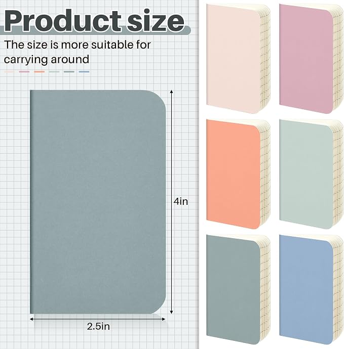 Outus 36 Pcs Pocket Notebook Mini Journal 2.5" x 4" Kraft Paper Mini Notepad Bulk Softcover Pocket Notepad Memo Diary Subject Notebooks for Student Travel School (Morandi Color,Blank Cover)