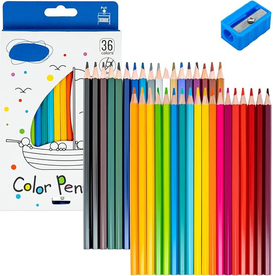 Colored Pencils Set with Sharpener, Soft Core Color Pencils for Adult Coloring Books, Artist Drawing, Sketching, Blending, Shading, Layering & Art Supplies (36 Colors)