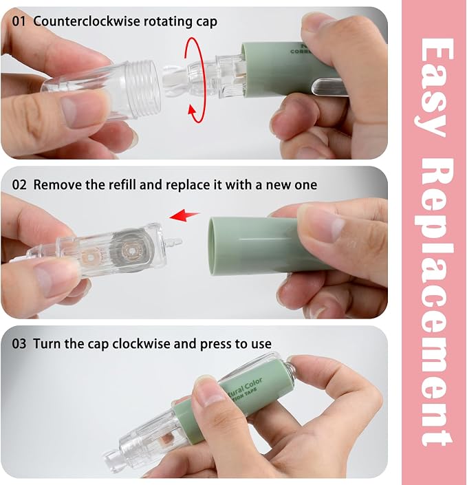 5pcs White Out Correction Tape with 5pcs Replacement Whiteout Tape, Retractable Correction Tape for School, Mini Cute Refillable White Out Tape Pens for Office Note Taking Supplies