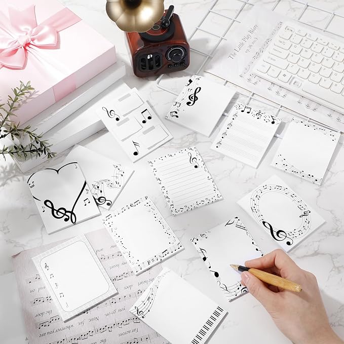Chiisong 12 Pcs Music Sticky Notes Musical Note Pads Funny Memo for Music Teacher Appreciation Gifts Party Favor Musical Message Reminder Christmas Small Supplies Home Office