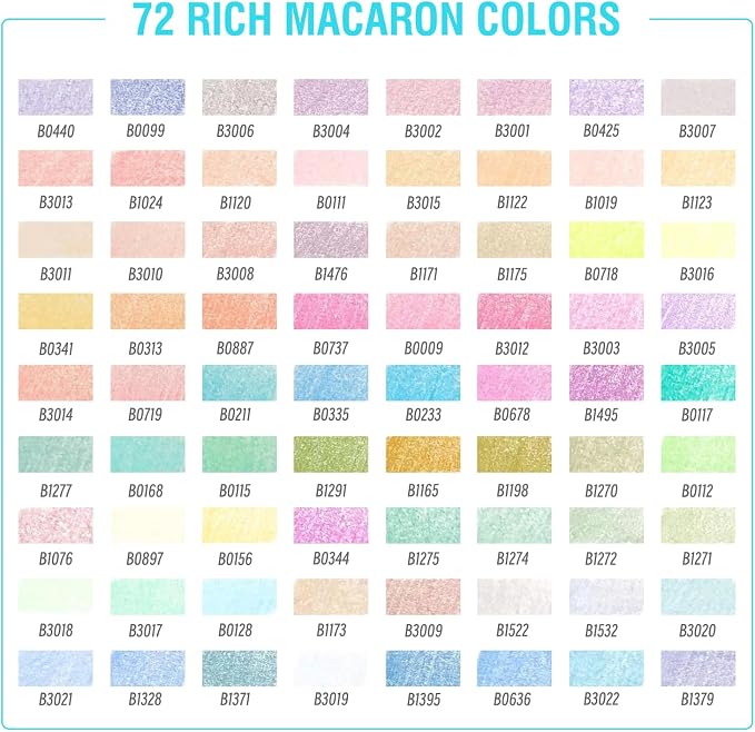 LBW 72 Macaron Pastel Colored Pencils Set Soft Core Macaron Colors for Adults Coloring Books Beginners Blending Shading Sketching