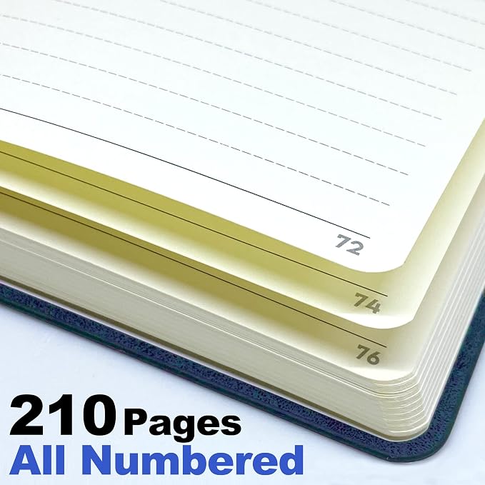 LeStallion Dark Navy Blue Notebook - 120GSM Fountain Pen Friendly Blue Journal - 210 Numbered Pages, Table Contents | A5 Soft Cover Faux Leather Journal | High End Luxury Notebook For Writing