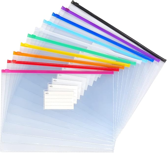 Tamaki 10 Pack Plastic Envelope, Files Zipper Folders, 13 x 9.25 Inch | Poly Zip Envelop A4 Size/Letter Size